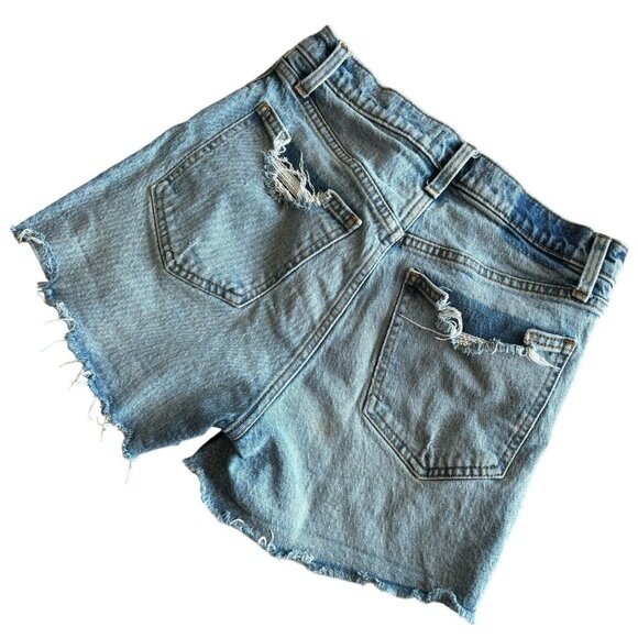 Abercrombie & Fitch Womens Size 2/26 Light Wash Distress Raw Hem High Rise Short - Picture 2 of 6